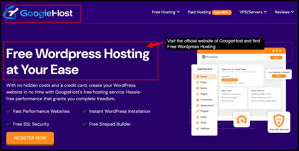 Visit the official website of GoogieHost