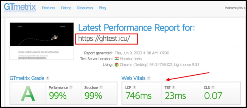 GTmetrix Performance Report (ghthest.icu)
