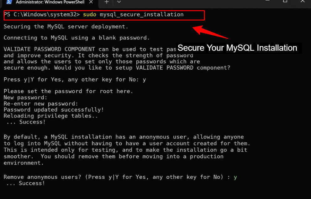 Secure Your MySQL Installation