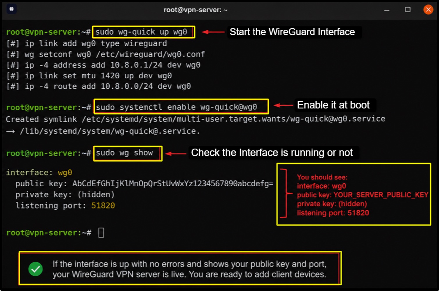 Start the WireGuard VPN Server