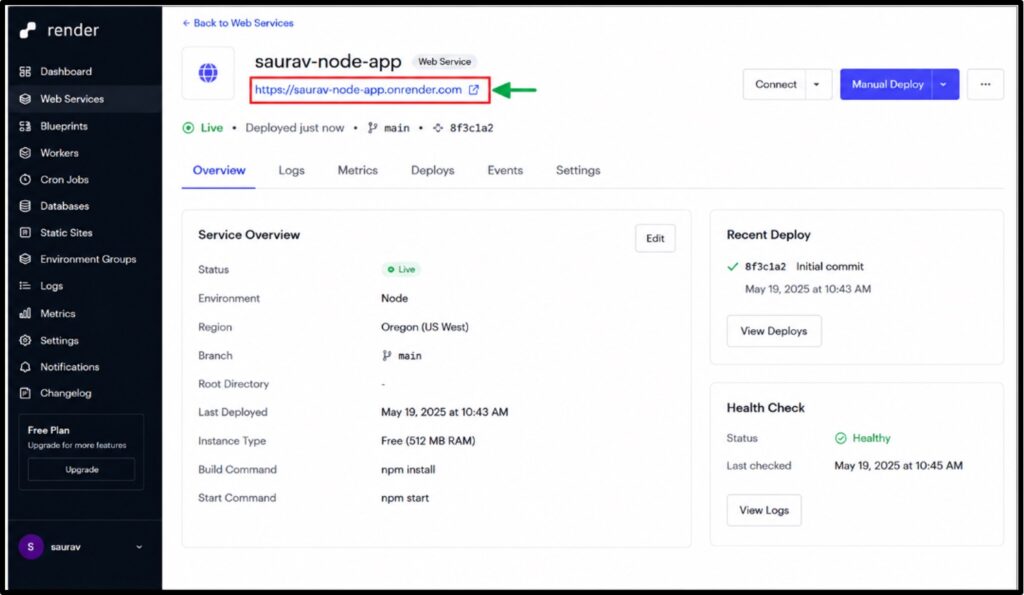 Step11) Once the build finishes and the status shows Live,