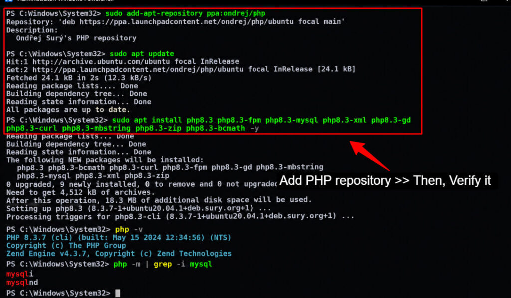 first command that confirms your PHP version