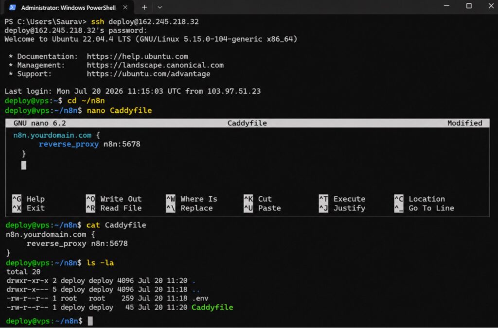 Add the Caddyfile