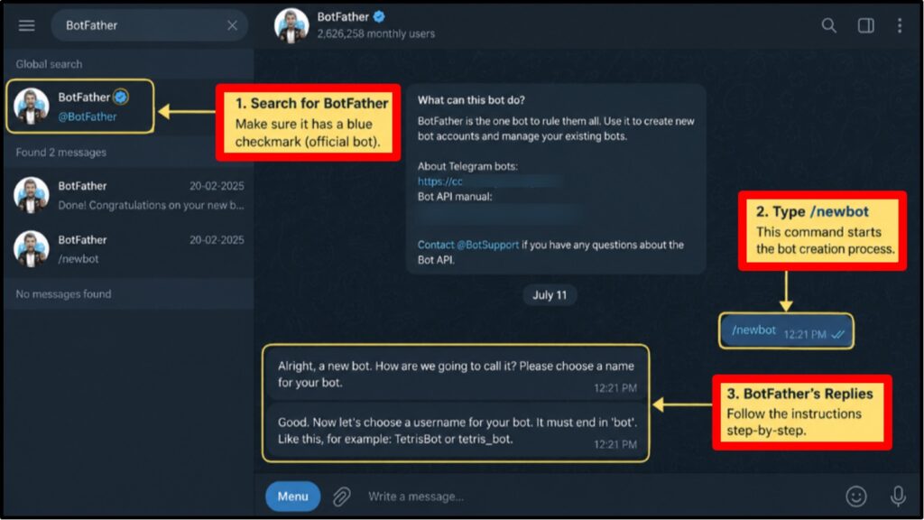 How to Host WhatsApp and Telegram Chatbots on a VPS 2026 11 Create a Telegram Business Bot