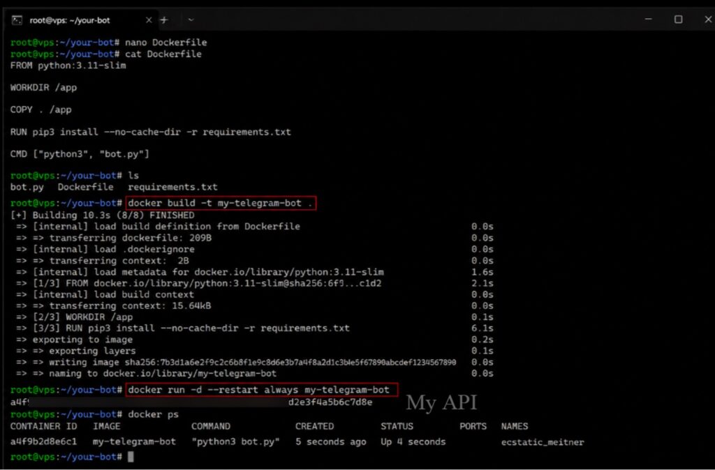 How to Run a Telegram Bot 24/7 for Free: Why You Need a VPS 13 Creating a Docker Container