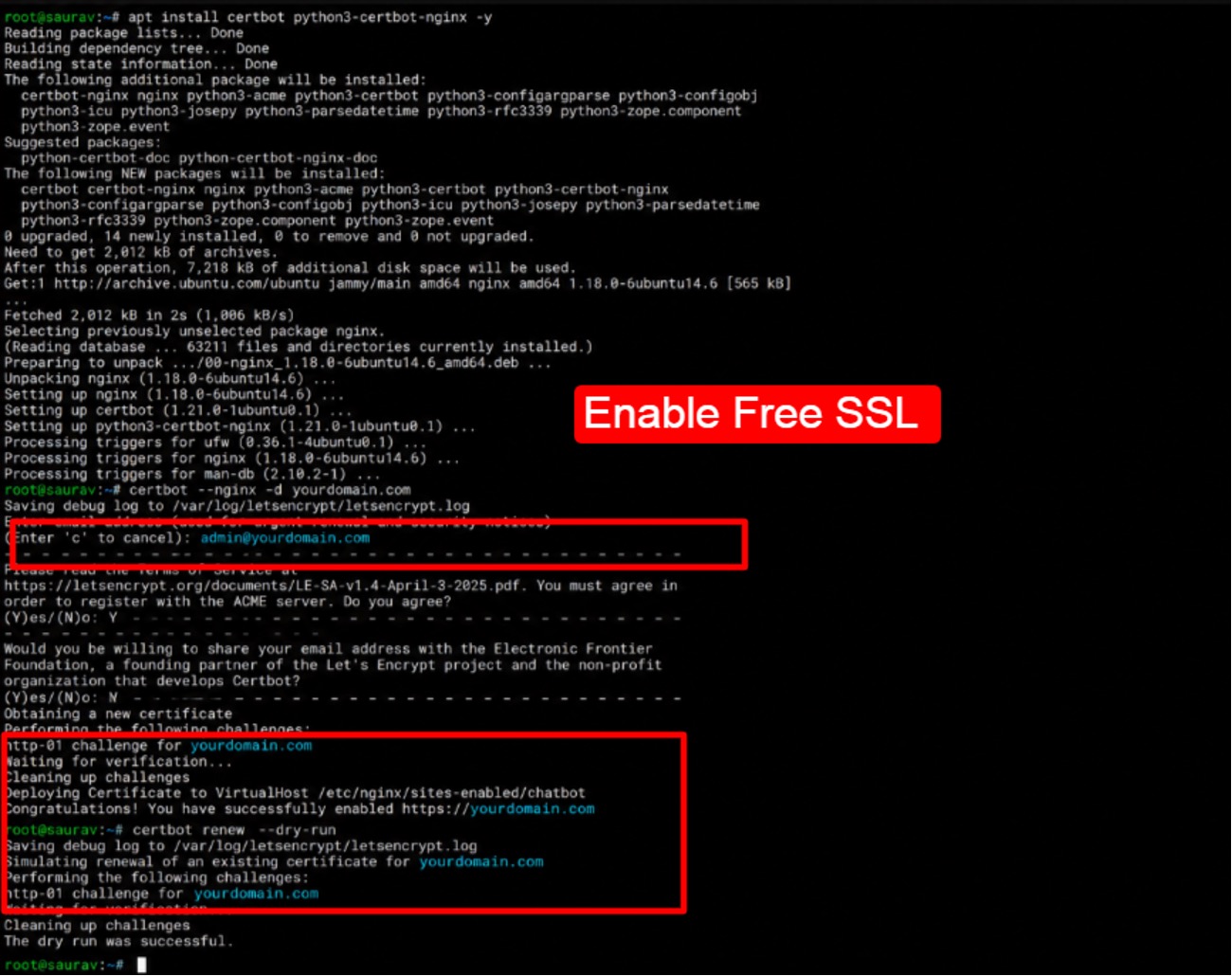 How to Host WhatsApp and Telegram Chatbots on a VPS 2026 19 Enable Free SSL with Let's Encrypt