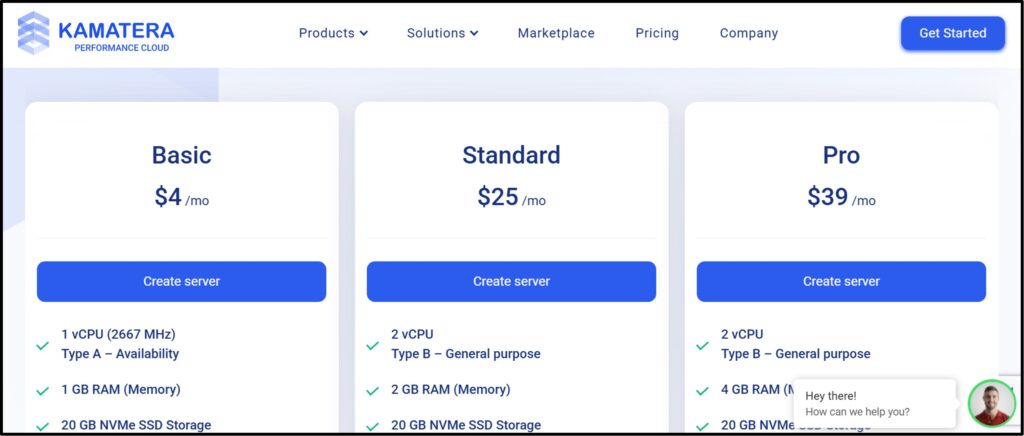 Kamatera pricing and Plans