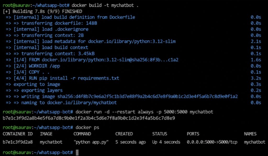 How to Host WhatsApp and Telegram Chatbots on a VPS 2026 21 List your libraries in requirements.txt, then build and run the container