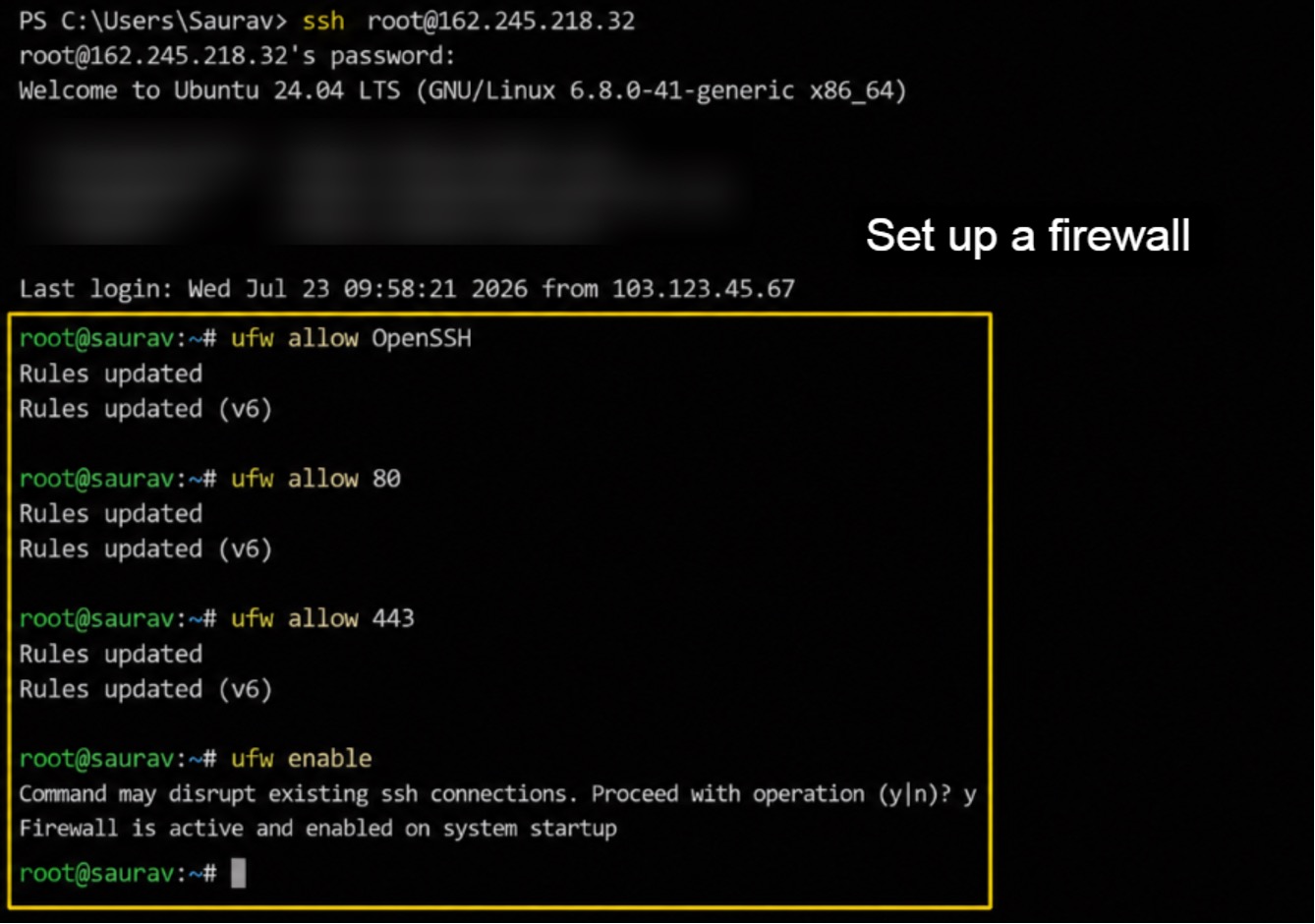 How to Host WhatsApp and Telegram Chatbots on a VPS 2026 7 Set up a firewall, opening only the doors we need
