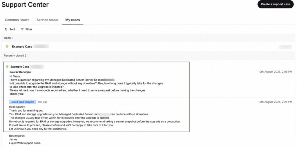 LiquidWeb Ticket