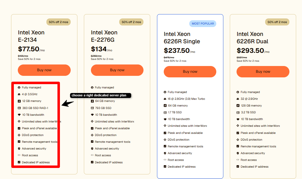 choose the right dedicated server plan