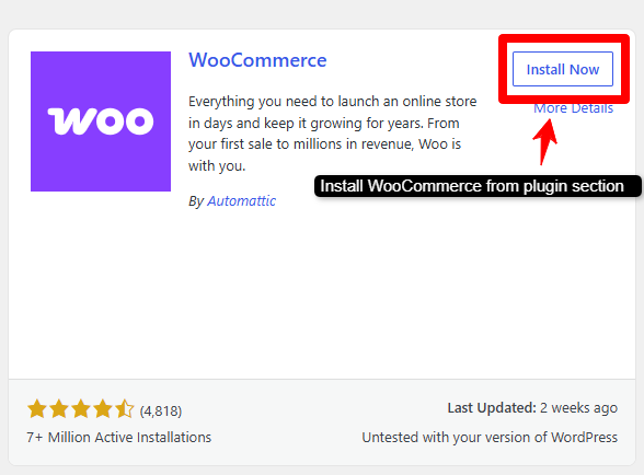 install woocommerce from wordpress