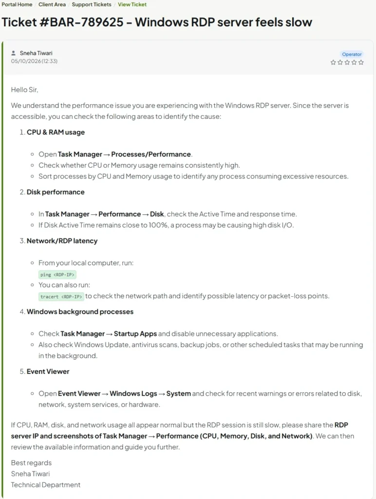 Ticket Support Testing