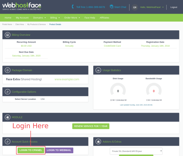WebHostface login