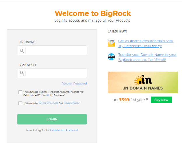 bigrock login