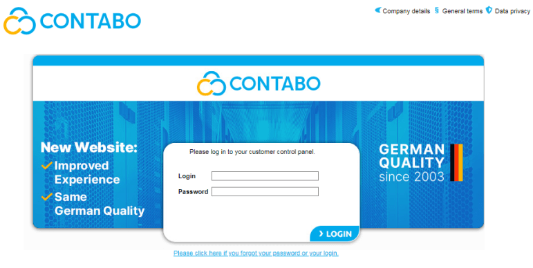 Contabo login