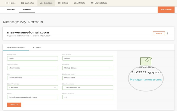 SiteGround Nameservers