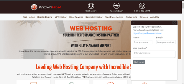 Knownhost Support: live Chat