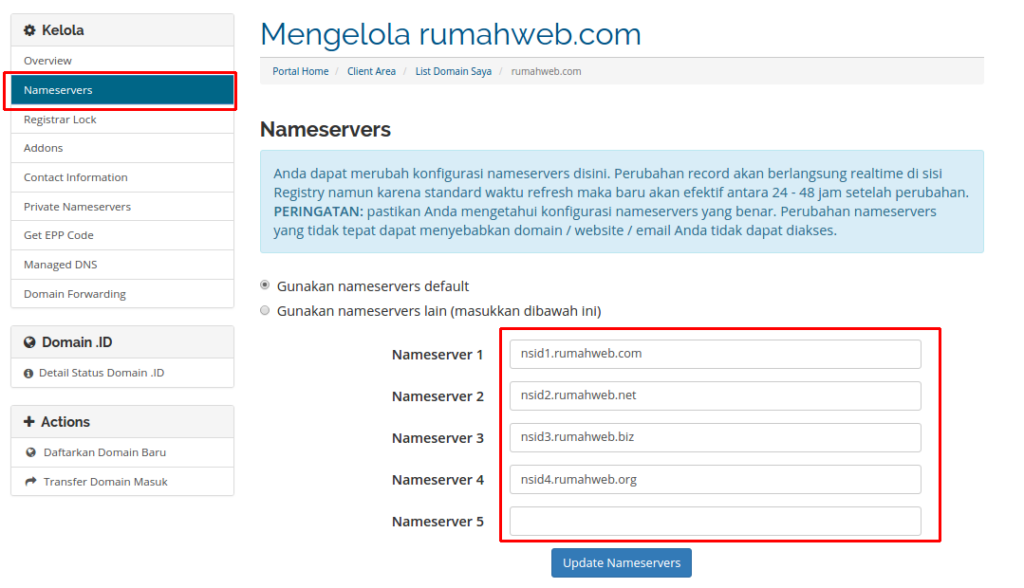 Rumahweb Nameservers