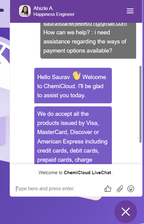 Chemicloud Live Chat