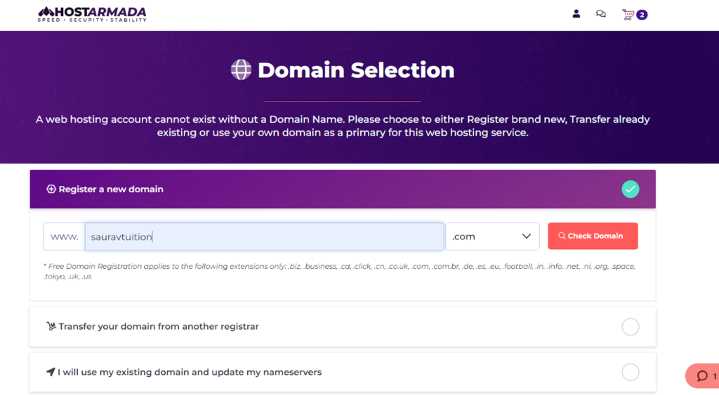 register a new domain name