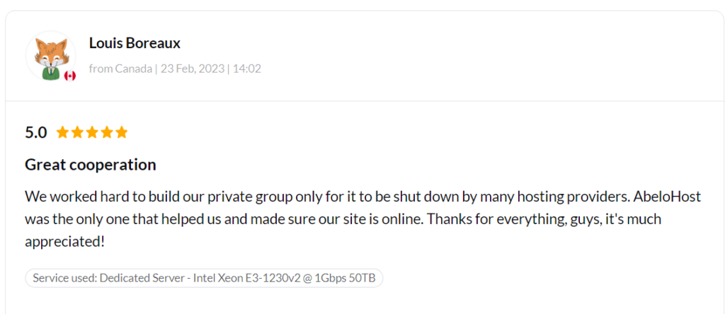 Abelohost Customer’s Feedback