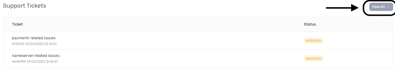 RoseHosting Support 12 Click the View all option