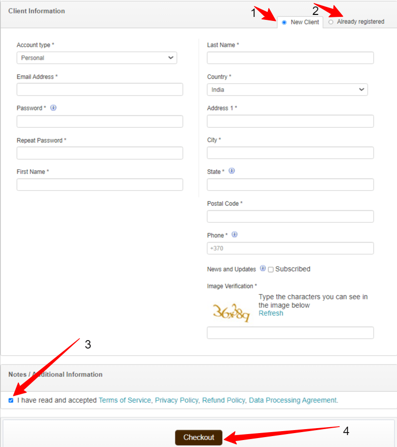 Order Hosting From Hostens 13 Client Information