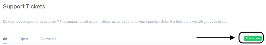 RoseHosting Support 8 Create New