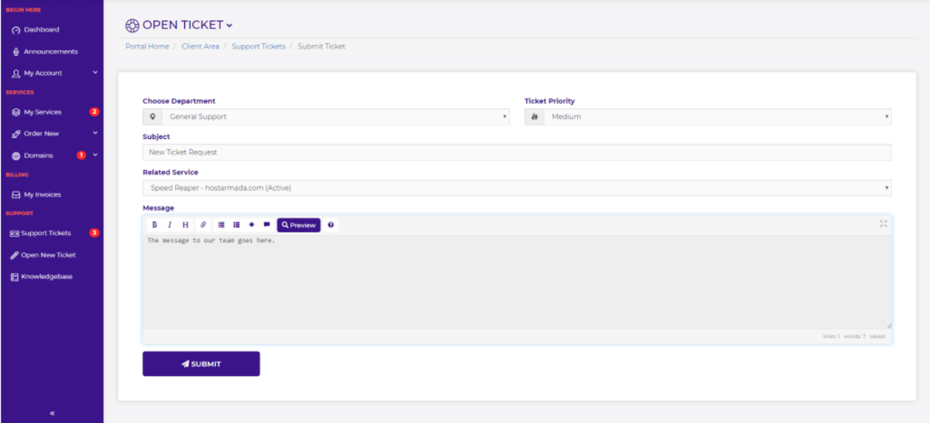 Hostarmada ticket contact