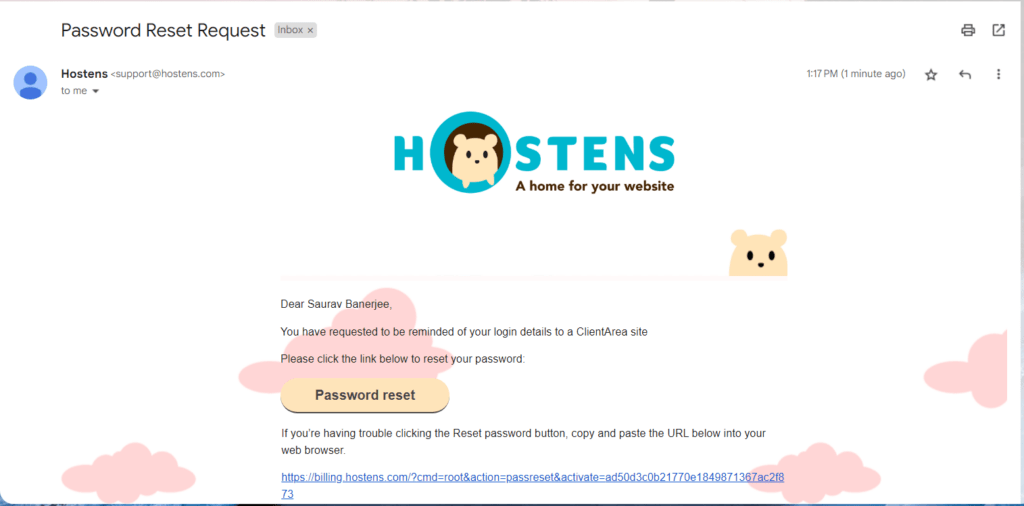 Hostens-password-reset-link