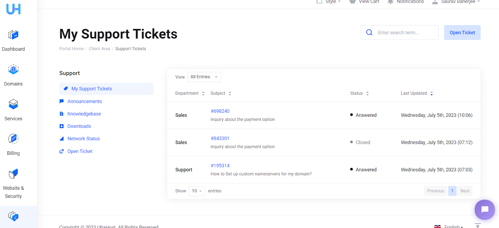 My Support Ticket History