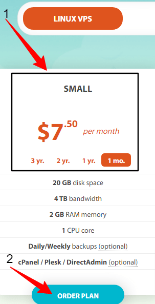 On clicking the VPS hosting option [Order Hosting From Hostens]