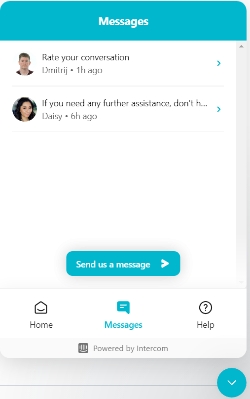 Hostens Support 14 On clicking the message box