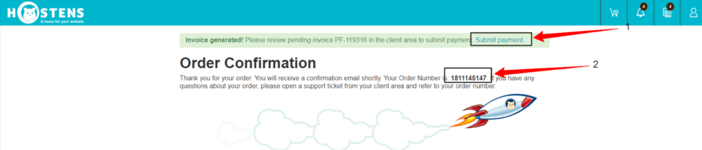 Order Hosting From Hostens 9 Order Confirmation