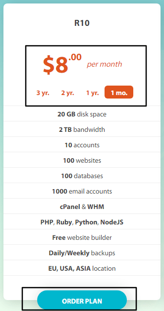Order Hosting From Hostens 15 Order Now Option