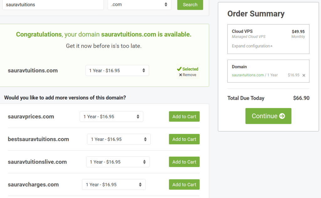 Scalahosting order summary