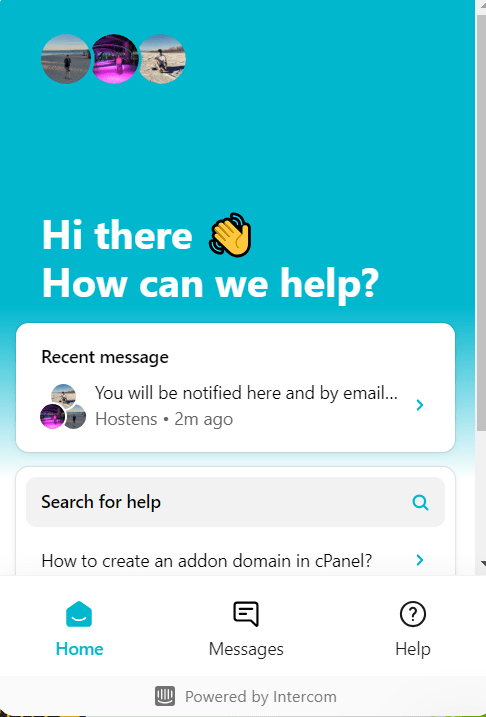 Hostens Support 7 Send us a message