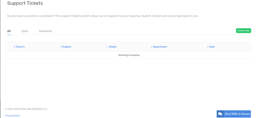 RoseHosting Support 4 Ticket Support