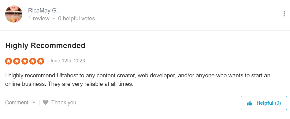 UltaHost Customer Feedback