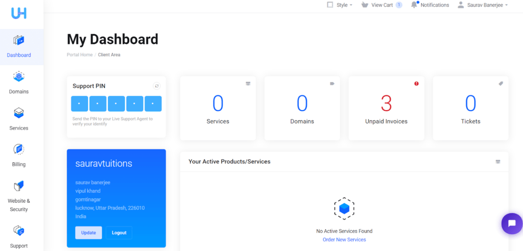UltaHost NameServers 2 UltaHost-Dashboard