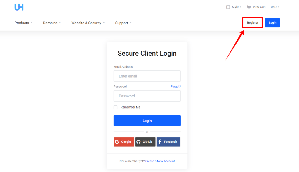 UltaHost Login 2 Ultahost Register