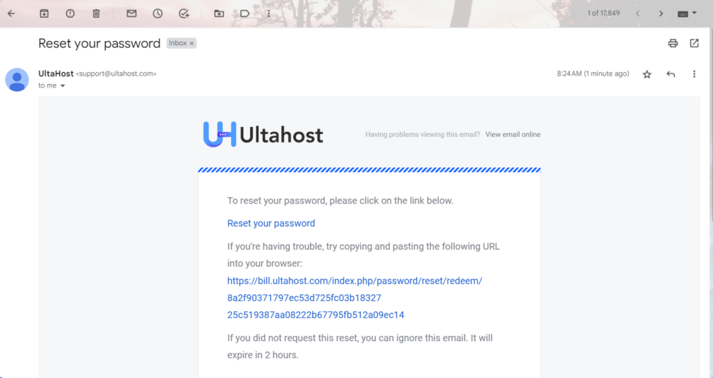 UltaHost Login 9 Ultahost Reset your Password Mail