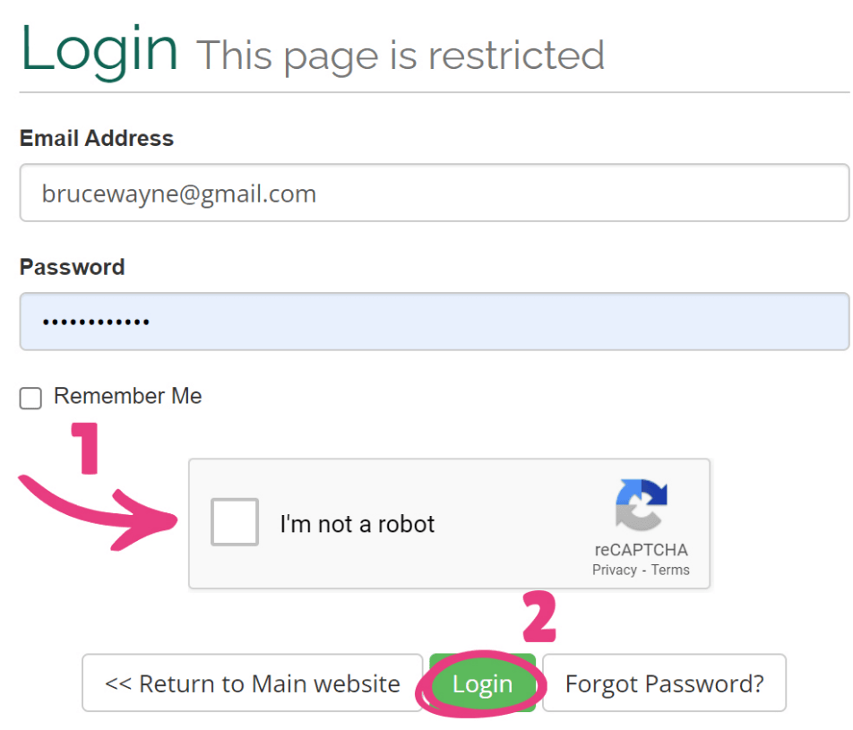 ViceTemple client area login page