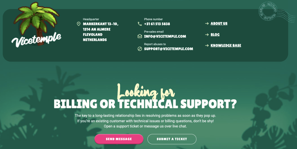 Vicetemple Customer Support