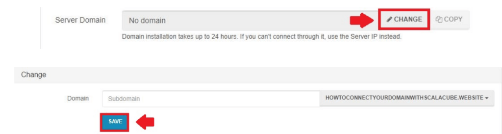 ScalaCube NameServers 10 clicking the change option