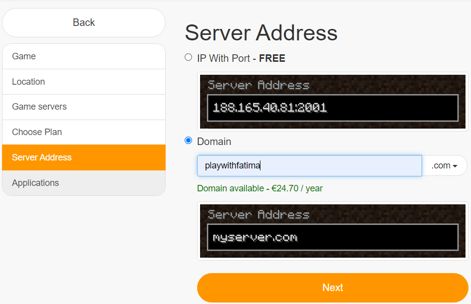 minecraft server address