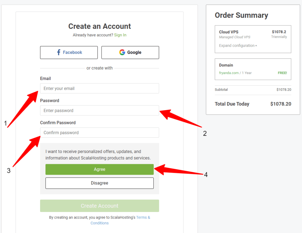 scalahosting sign up or login
