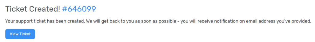 RoseHosting Support 10 unique ticket number