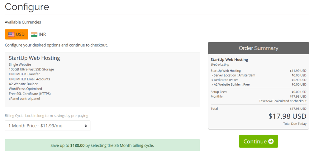 A2 Hosting configure